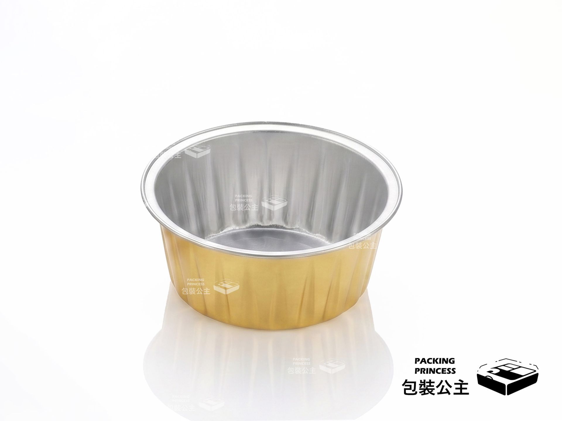 Y084-130 圓形鋁箔盅詳細規格：130cc 容量標註，底徑 6.2cm，適合外帶精緻沾醬、手作甜點與飯店自助餐小點包裝