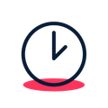 A clock with a arrow pointing to the left in a circle.