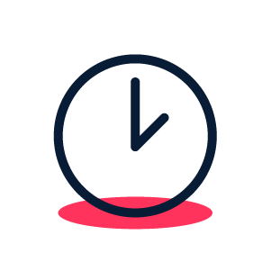 A clock with a arrow pointing to the left in a circle.