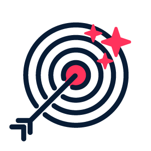 An arrow is pointing to the center of a target.