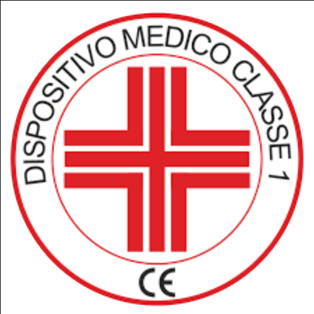 Una croce bianca e rossa in un cerchio con la scritta dispositivo medico classe 1 ce