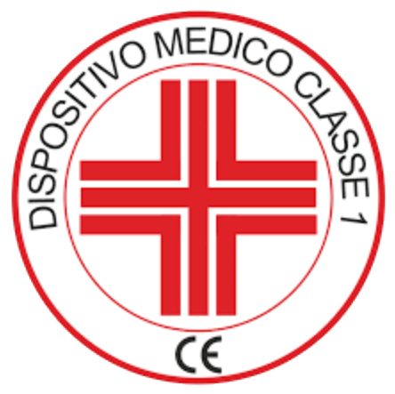 Una croce bianca e rossa in un cerchio con la scritta dispositivo medico classe 1 ce