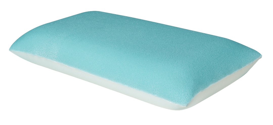 Un cuscino blu e bianco su sfondo bianco