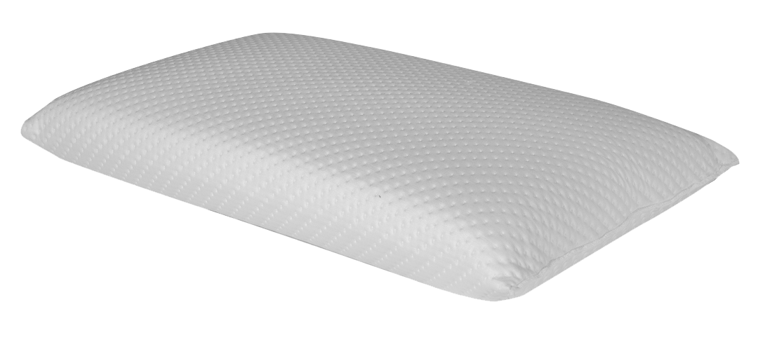Un cuscino bianco è seduto su una superficie bianca.