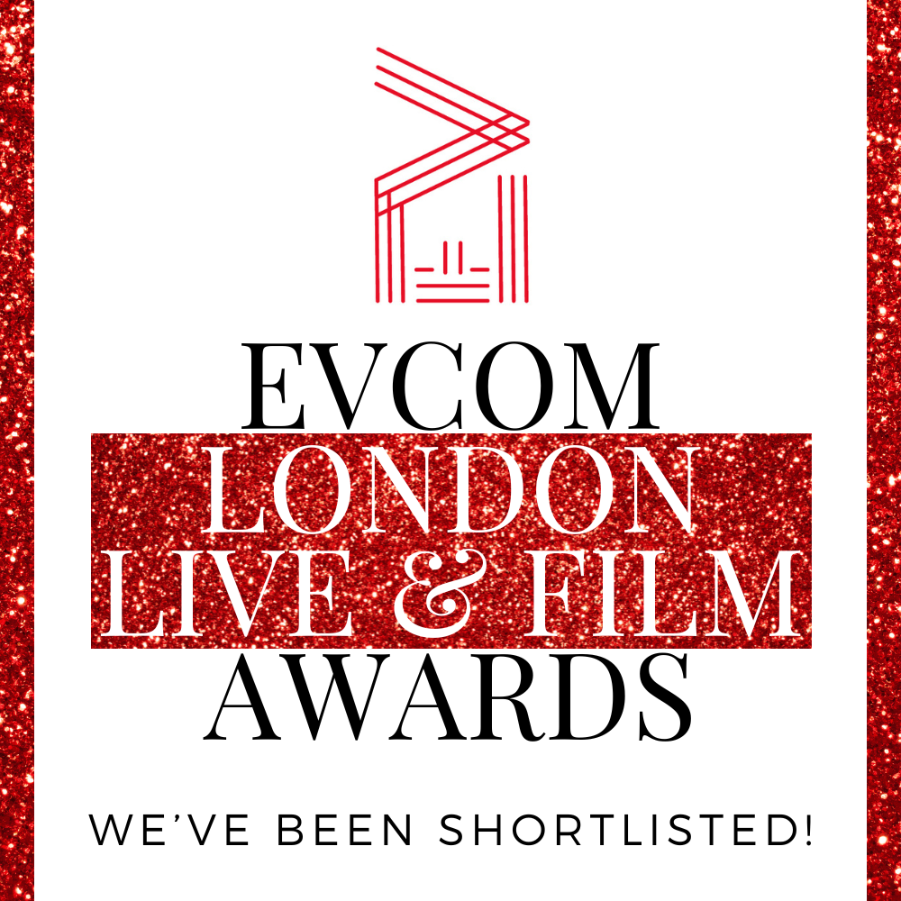 A logo for the evcom london live and film awards