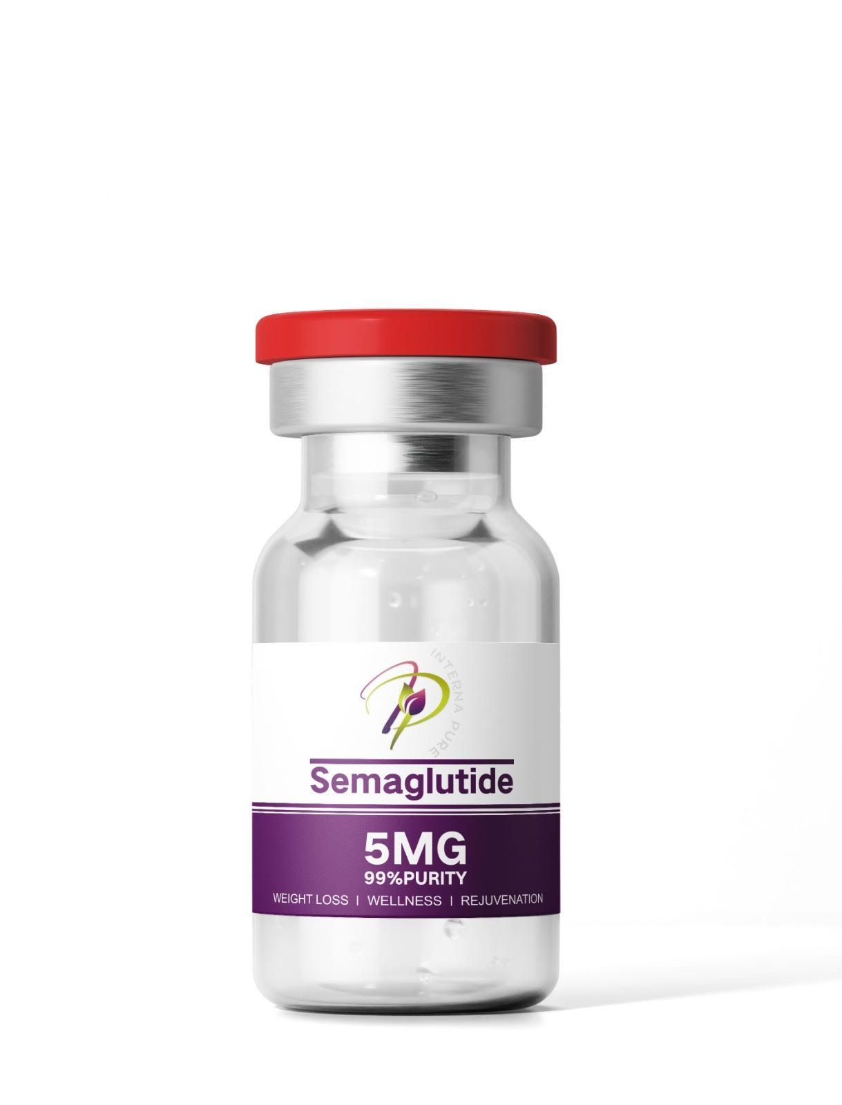 A bottle of samaglutice 5mg is sitting on a white surface.