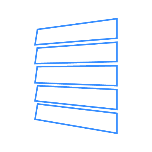 Blue outline of blinds, angled to show the slats.