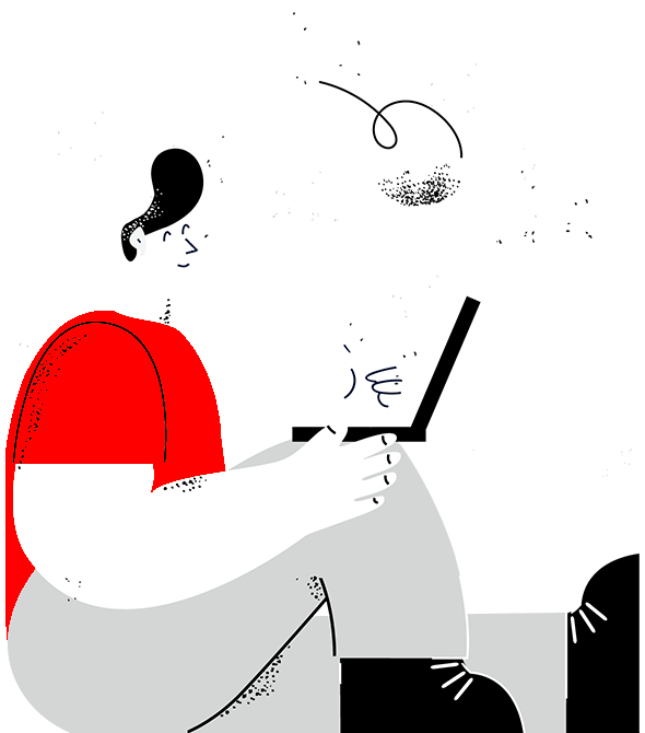 Illustration Of A Man Using Laptop