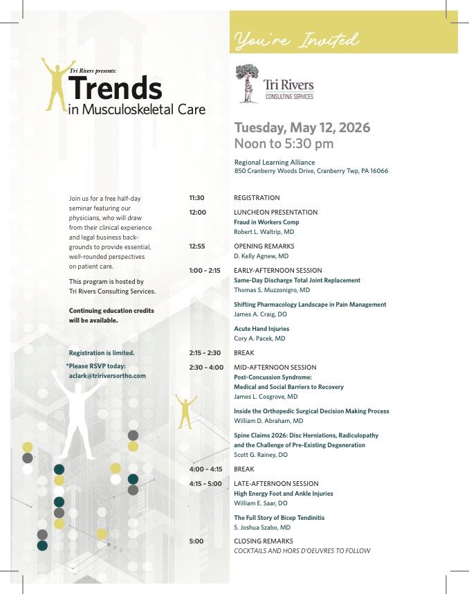 A poster for a seminar on trends in musculoskeletal care