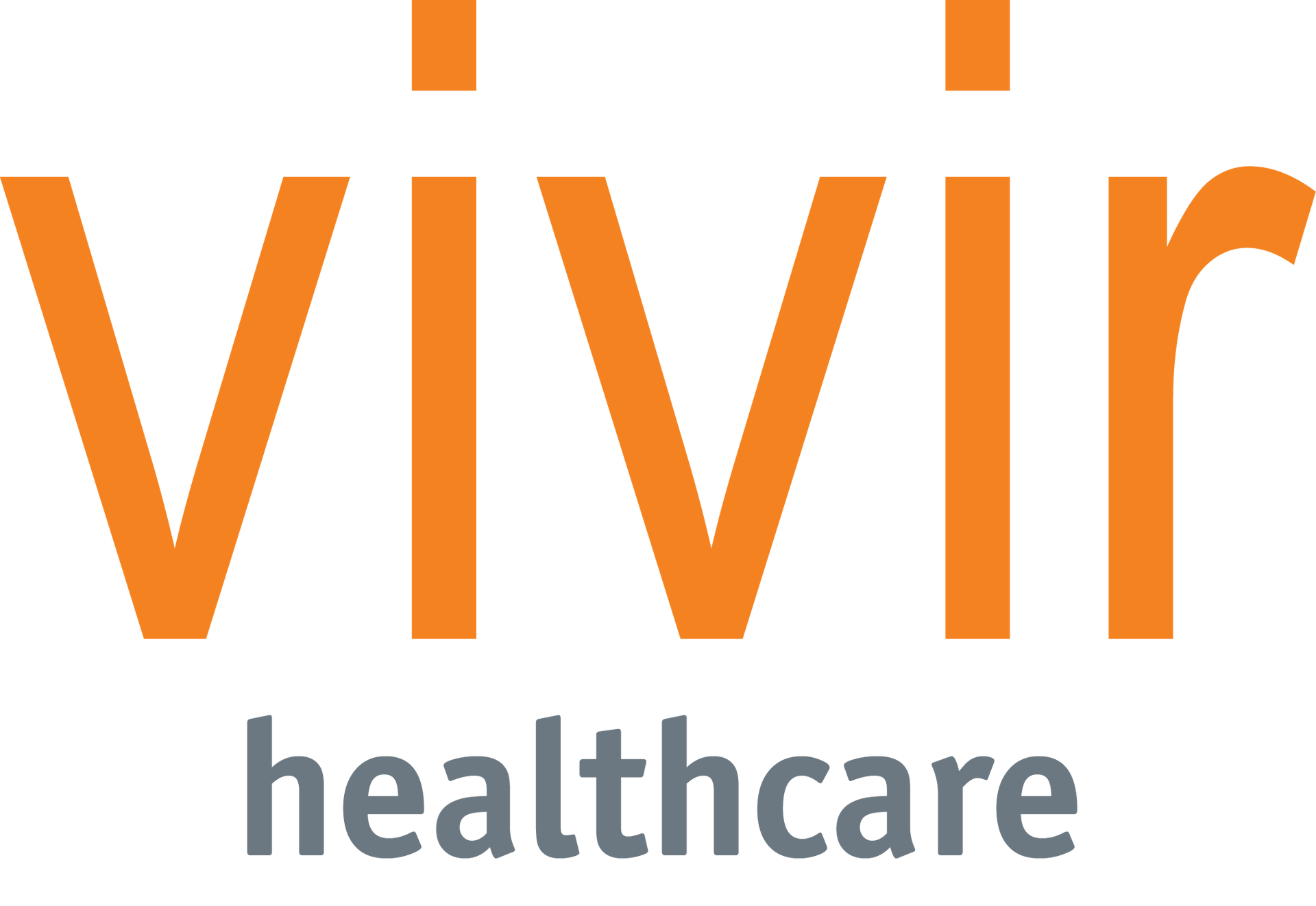 The logo for vivir healthcare is orange and gray.