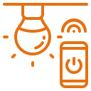 An icon of a light bulb and a cell phone with a power button.