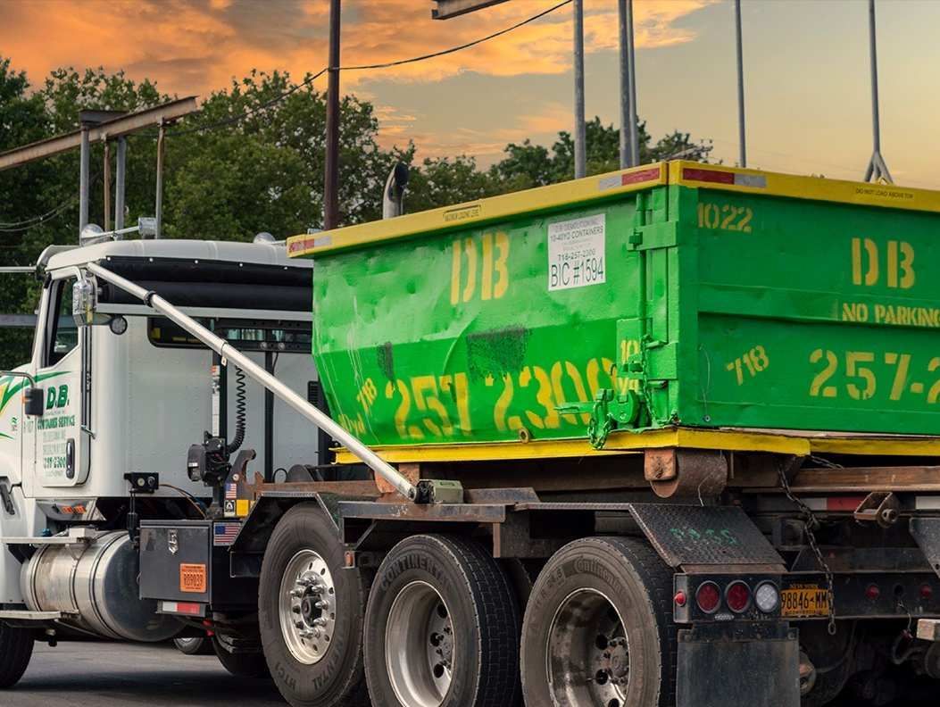 Suburban street with houses; blue sky, sunny day.