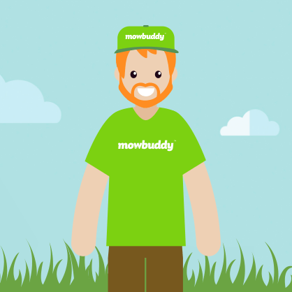 Illustration of a mowbuddy partner wearing the green uniform