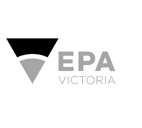A black and white logo for epa victoria with a triangle in the middle.