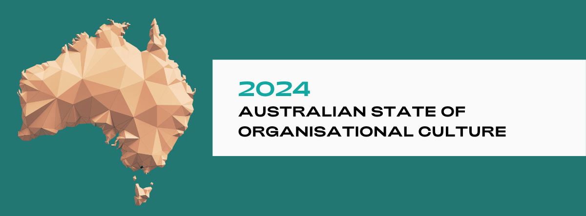 The logo for the australian state of organizational culture shows a map of australia.