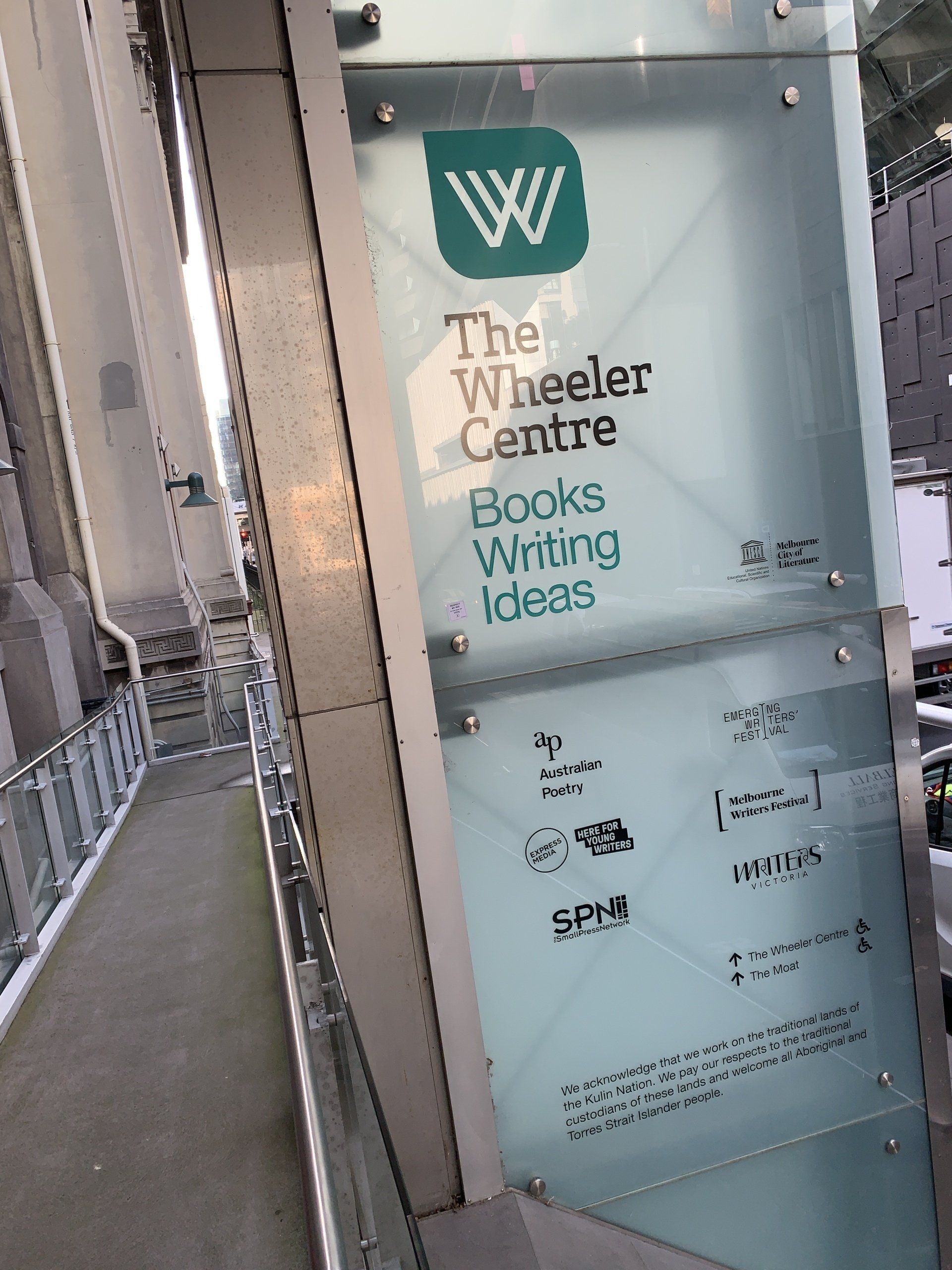 A sign for the wheeler centre books writing ideas