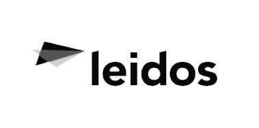 A black and white logo for a company called leidos.