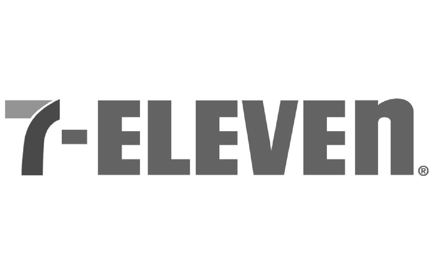 The 7 eleven logo is black and white and is on a white background.