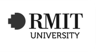 A black and white logo for rmit university on a white background.
