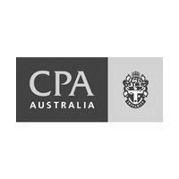A black and white logo for cpa australia.