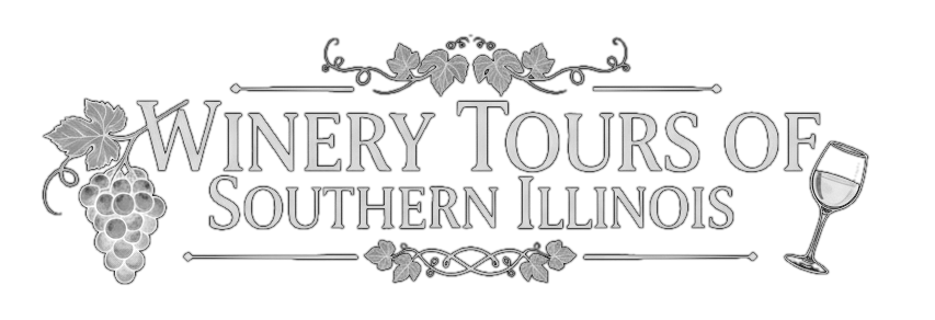 Logo for Winery Tours of Southern Illinois featuring grapes and a wine glass.
