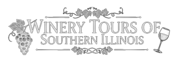 Logo for Winery Tours of Southern Illinois featuring grapes and a wine glass.