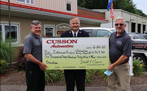 Cusson Automotive donating to the Salvation Army