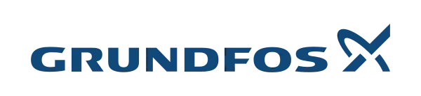 Grundfos logo: dark blue text with a stylized