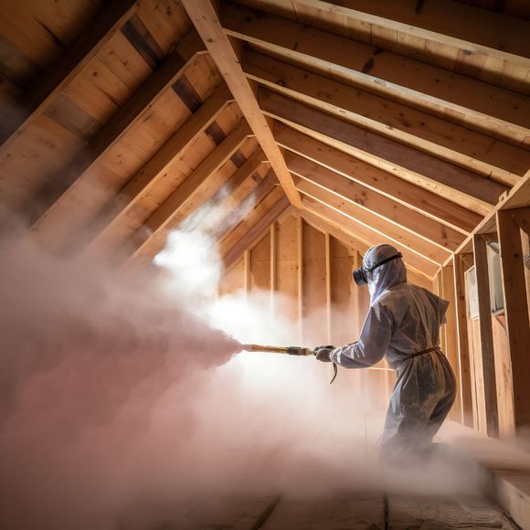 spray foam insulation being installed