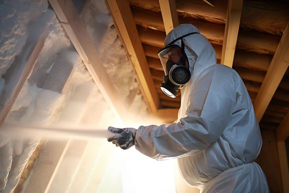 spray foam insulation being installed in a wall