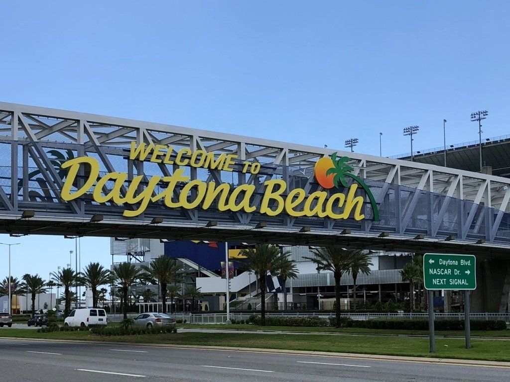 Welcome to Daytona Beach, sign near the Speedway.