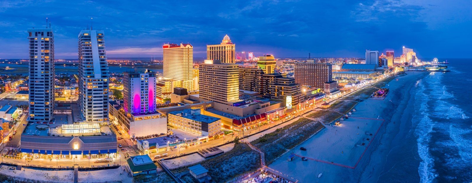 Atlantic City, aerial view at dusk