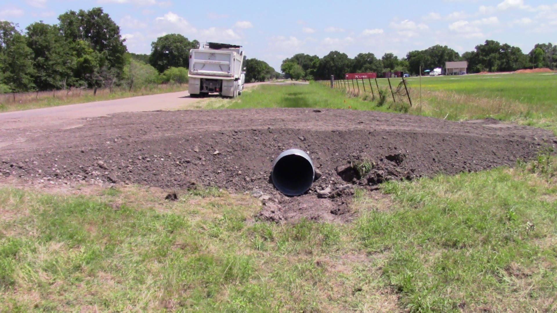 Field access culvert over a shallow ditch near Georgetown, TX.