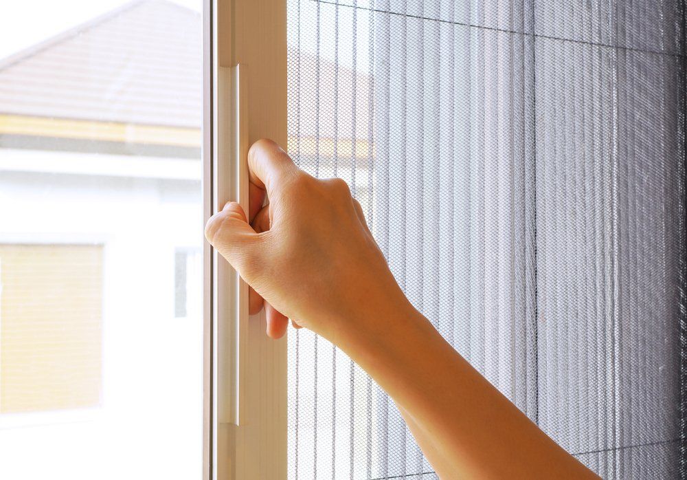 Woman Hand Hold Retractable Pleated Insect Screen Holder — Custom Window Furnishings in Wagga Wagga, NSW