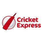 Red cricket bat through a white circle next to