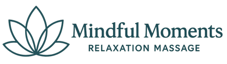A logo for mindful moments relaxation massage with a lotus flower.