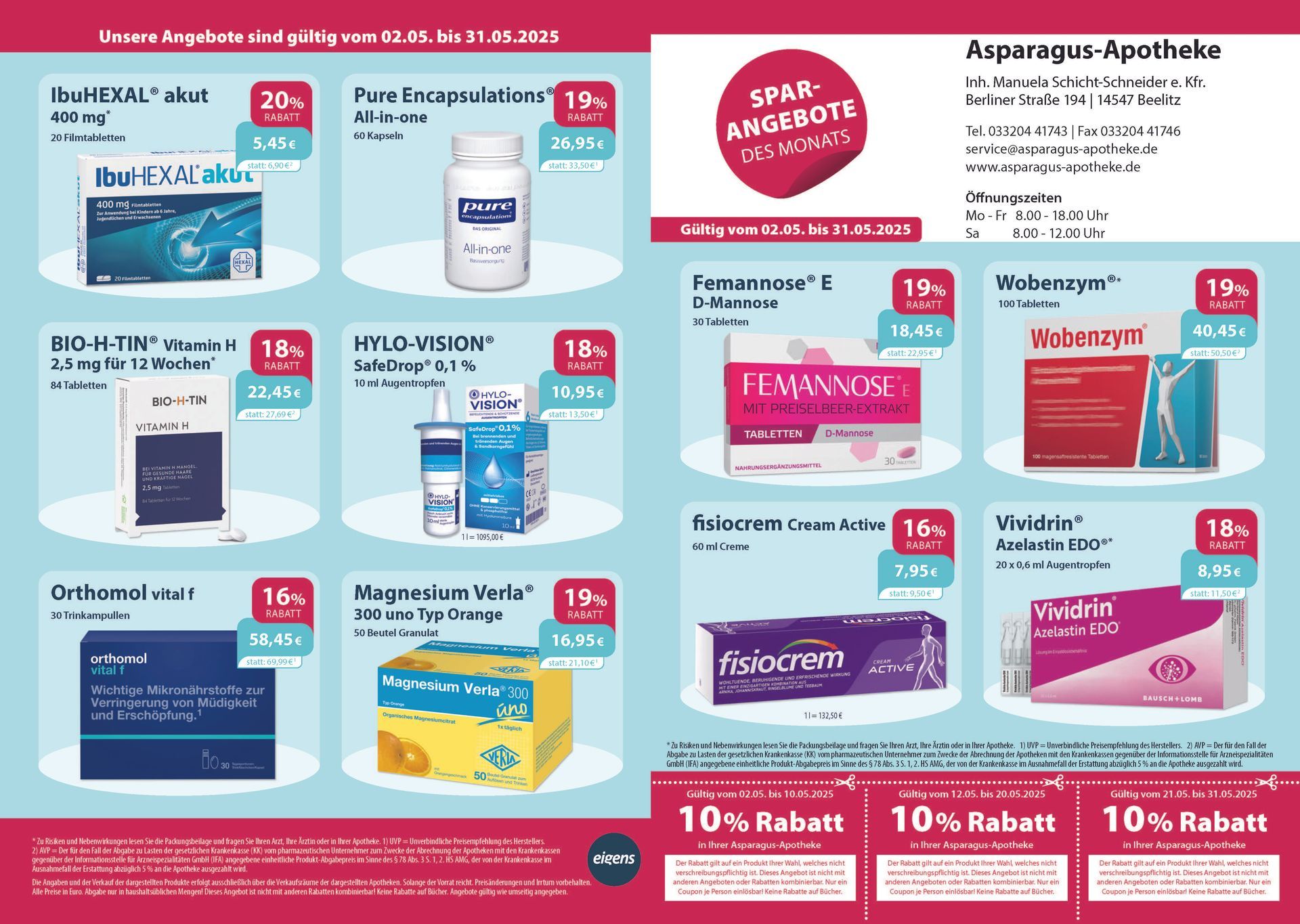 Ein Flyer für eine Apotheke mit 10 % Rabatt