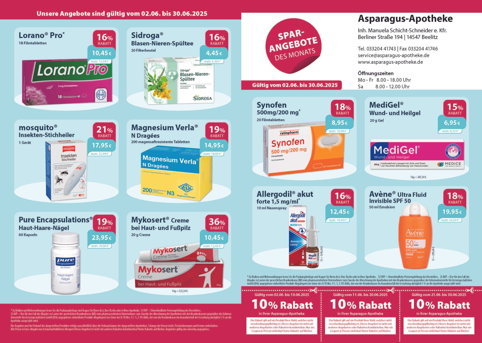 Ein Flyer für eine Apotheke mit 10 % Rabatt