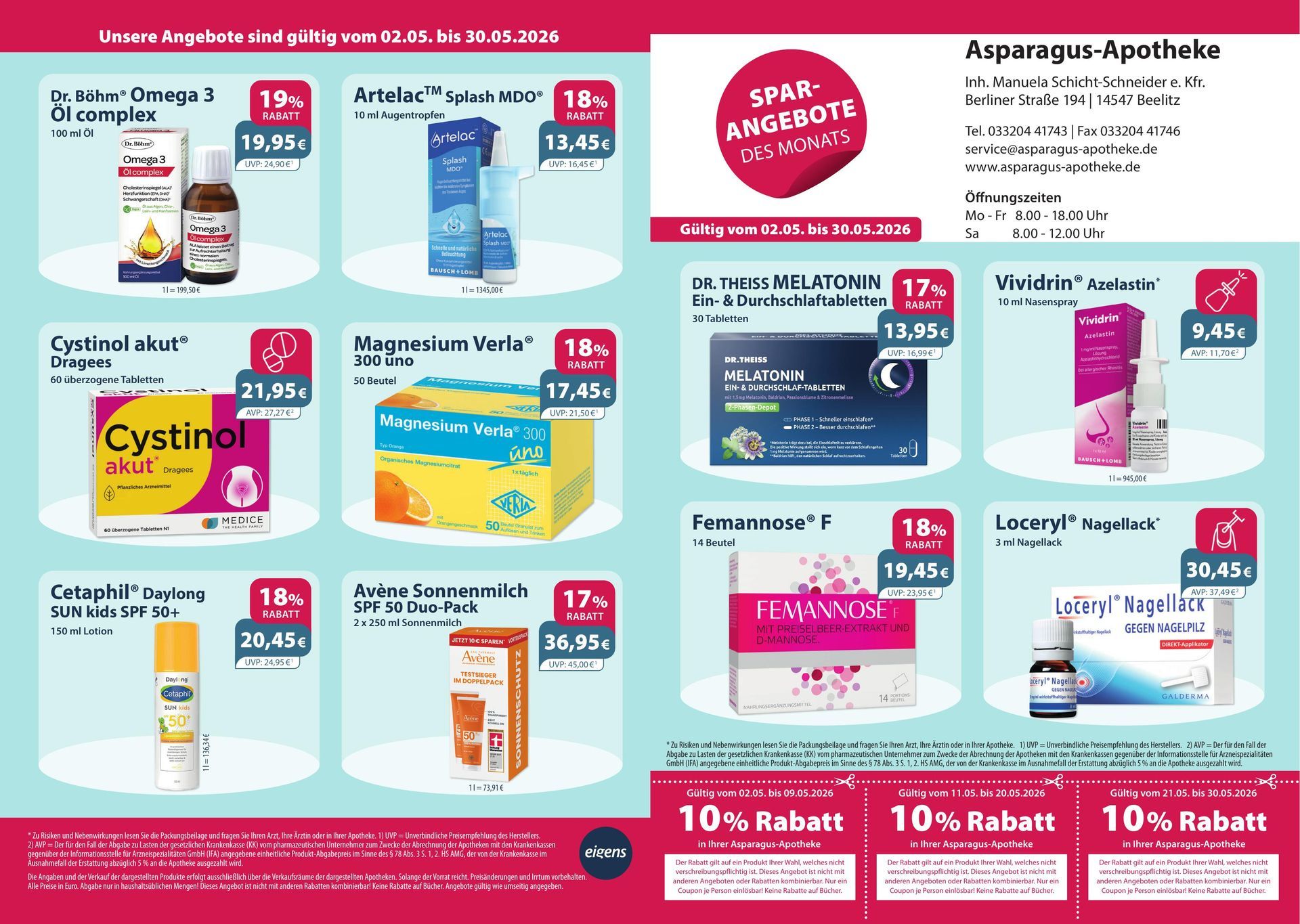 Ein Flyer für eine Apotheke mit 10 % Rabatt