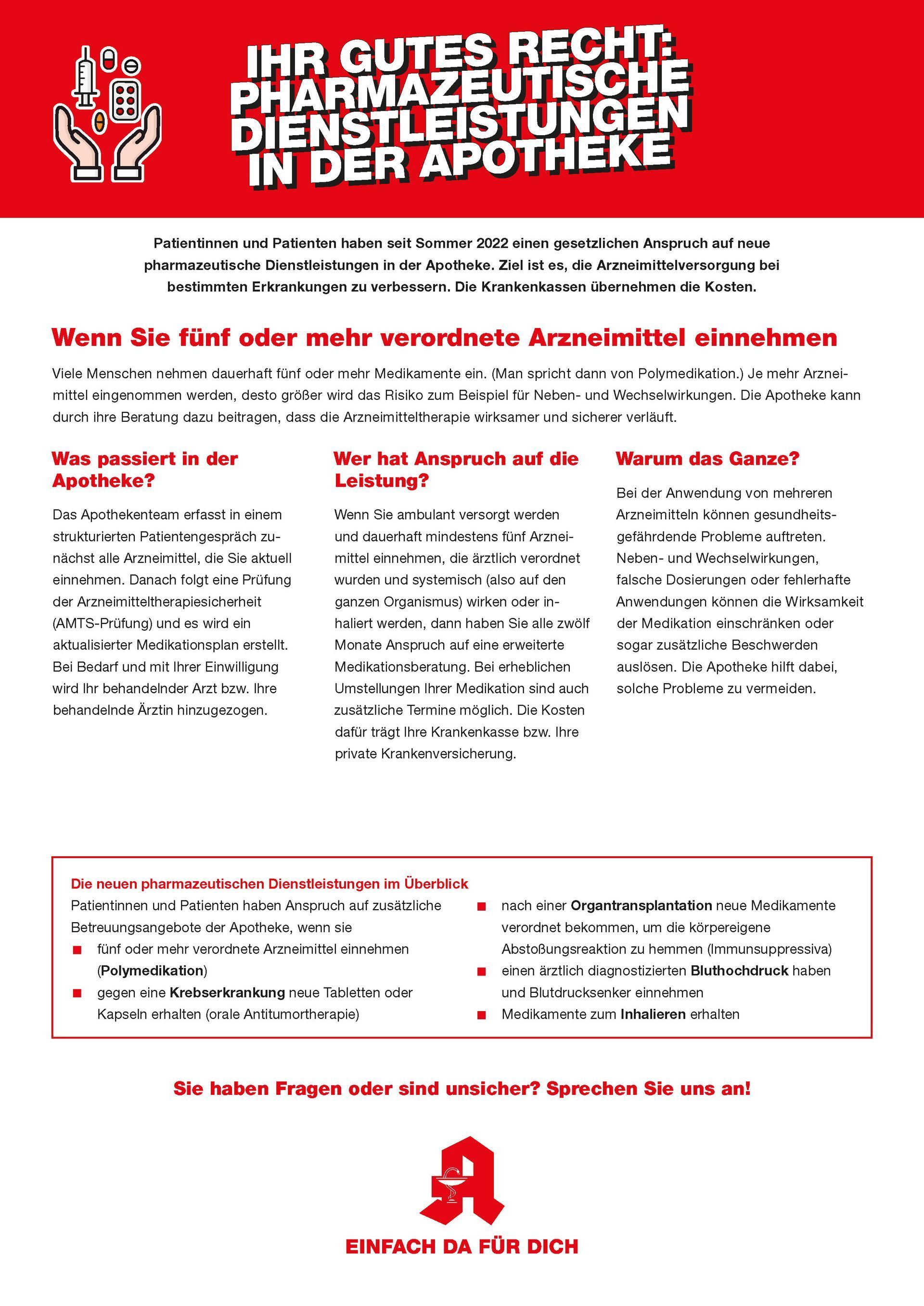 A poster that says ihr gutes recht pharmazeutische dienstleistung in der apotheke