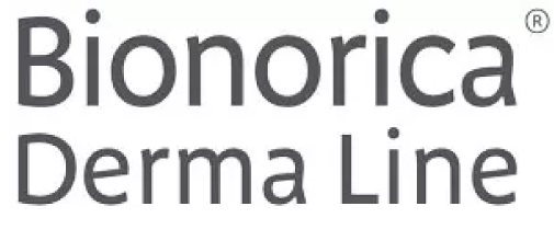 Auf weißem Hintergrund ist ein Logo für Bionorica Derma Line zu sehen.