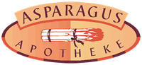 Ein Logo für die Spargelapotheke mit einem Bund Spargel darauf