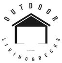 A black and white logo for outdoor living and decks.