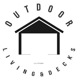 A black and white logo for outdoor living and decks.