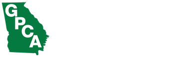 A green map of georgia with the letters gpca on it.