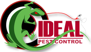 A logo for ideal pest control with a lizard on it
