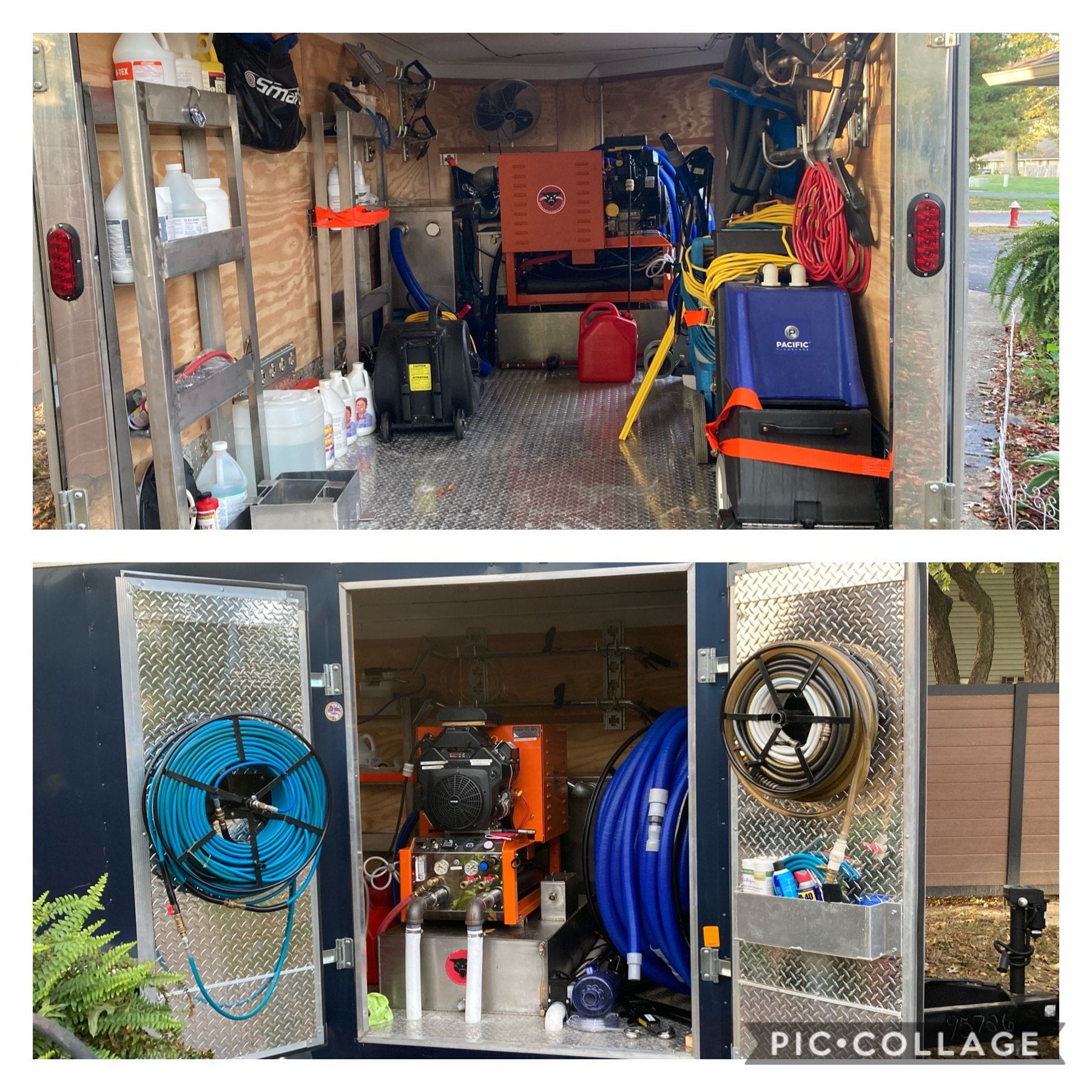 A picture of a trailer with a bunch of tools in it