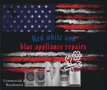 An ad for red white and blue appliances inc.