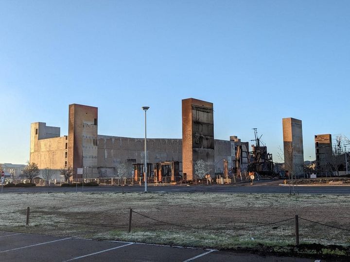 The remains of a construction site fire in Prescott Valley