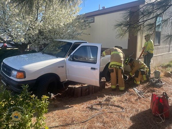 CAFMA Firefighters respond to a gas meter hit by a pickup truck in Prescott Valley